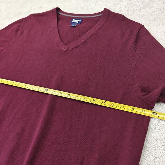 Lands End V-Neck Sweater Men's L Burgundy Red Preppy 100% Cotton - Picture 5 of 6